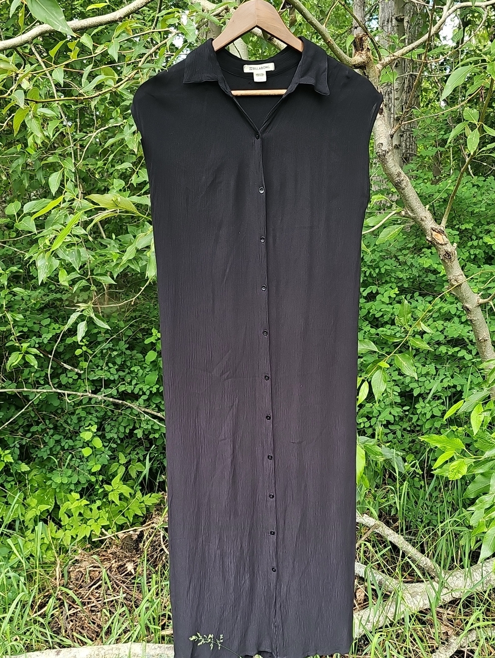 Billabong Black Button Front Midi Dress Size Medium Casual